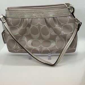 Coach Metallic Grey/Silver Wristlet